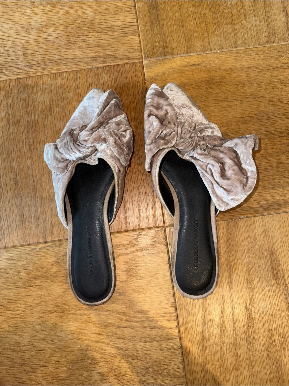 Rebecca Minkoff Taupe Velvet Knotted Mule Slides Size 8.5
